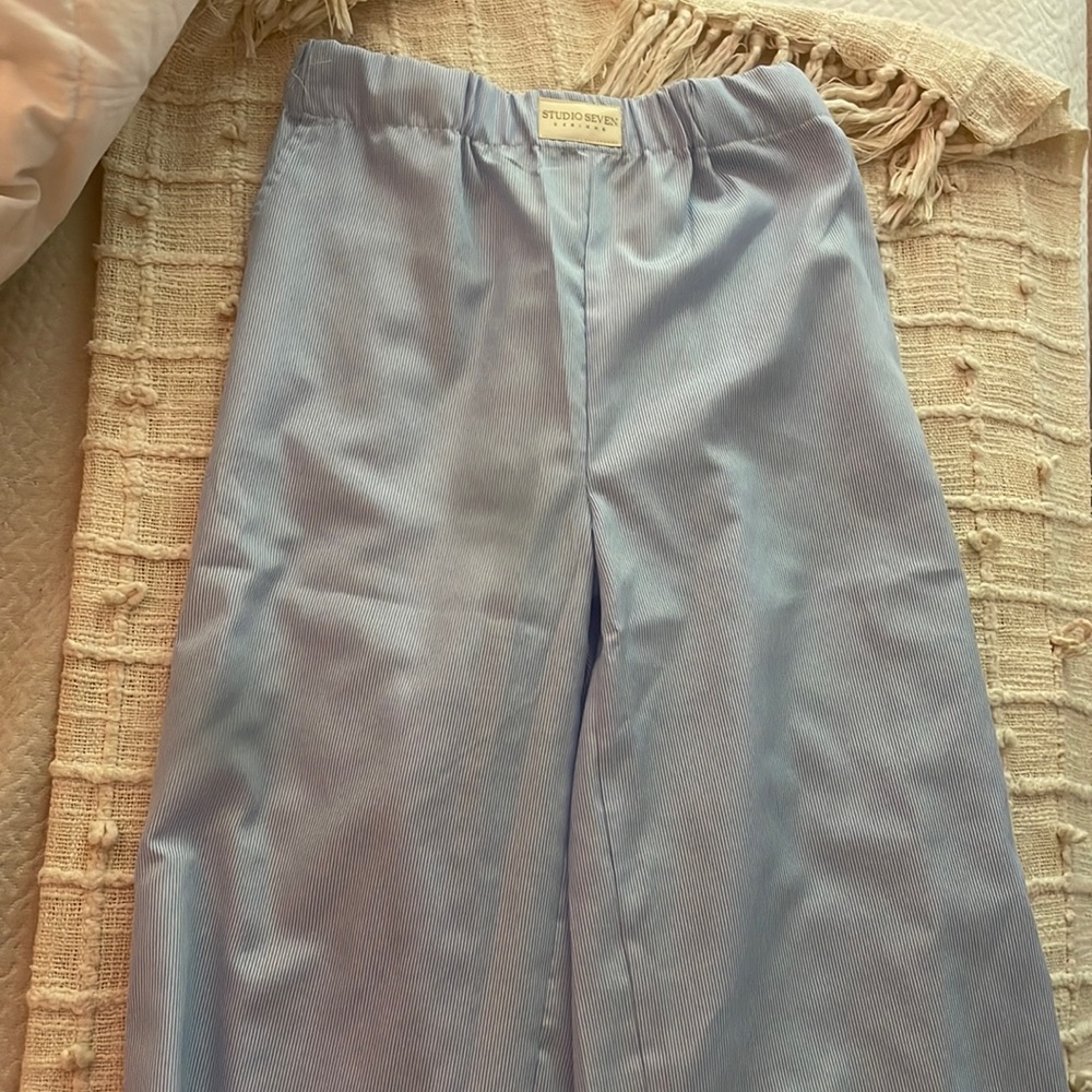 Studio Seven Designs Blue/White Striped Linen Pants, Coastal Vibe